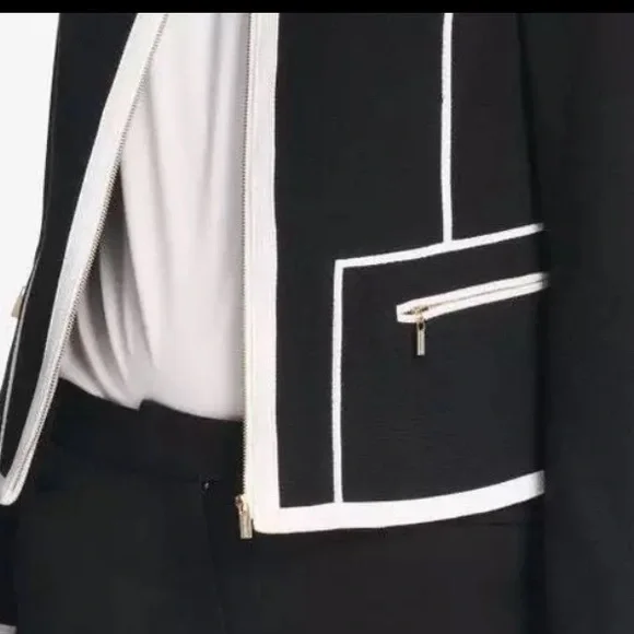 Calvin Klein Women's Contrast Trim Jacket Black Size 4, Black/White, - Picture 6 of 10